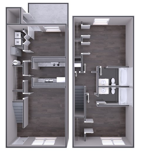 Floor plan for 2 beds, 2 baths, 1093 sqft